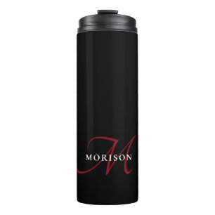 Bouteilles Isothermes Élégant Monogramme moderne noir rouge