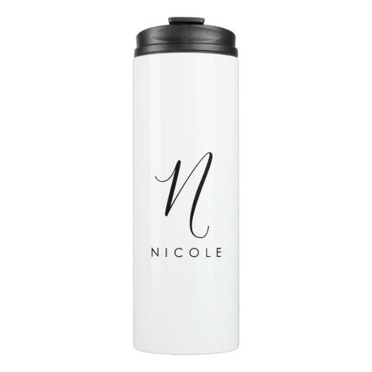 Bouteilles Isothermes Élégant Monogramme noir et blanc (Devant)