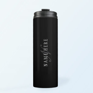 Bouteilles Isothermes Élégant Monogramme personnalisable   Noir gris bla