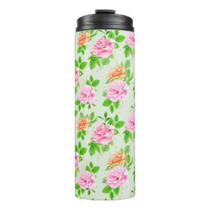 Bouteilles Isothermes Élégant Motif de Roses Florales Feuilles Vertes-23