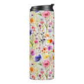 Bouteilles Isothermes Élégant motif fleur sauvage aquarelle (Tourné sur la gauche)