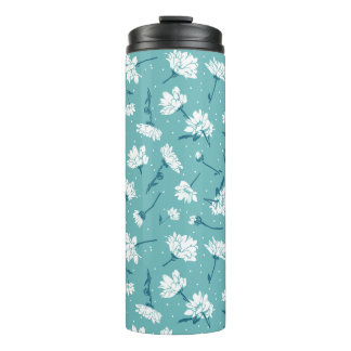 Bouteilles Isothermes Élégant motif floral - Botanique Turquoise et blan