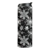 Bouteilles Isothermes Élégant Noël noir blanc argent flocons de neige (Tourné sur la gauche)