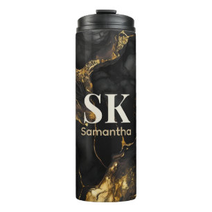 Bouteilles Isothermes Élégant noir faux parties scintillant en marbre de