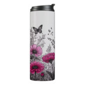 Bouteilles Isothermes Élégant Paruline thermique à fleurs rose (Tourné sur la gauche)
