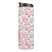 Bouteilles Isothermes Elegant Pink Hydragea Flowers Pattern Monogram (Tourné sur la droite)