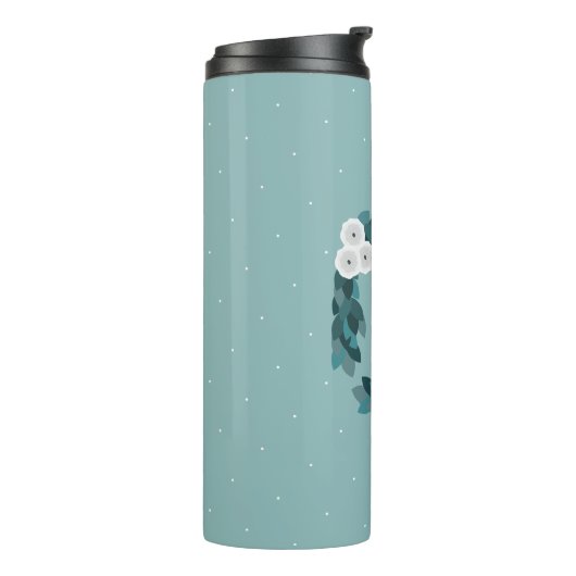 Bouteilles Isothermes Élégant Ranunculus gris Fleurs et Monogramme de fe (Tourné sur la gauche)