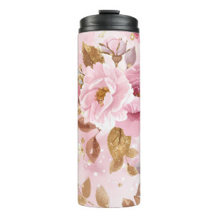 Bouteilles Isothermes élégant rose cousu motif avec fleurs rose a
