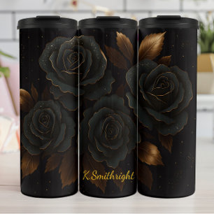 Bouteilles Isothermes Elégant Rose noir Golden Accents