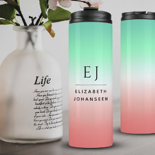 Bouteilles Isothermes Élégant rouge vert blanc dégradé Monogramme initia