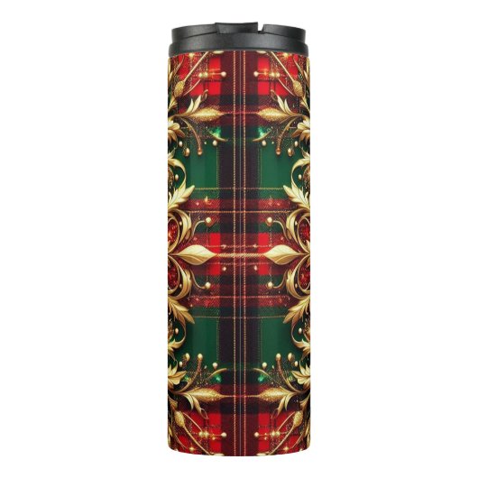 Bouteilles Isothermes Élégant rouge vert or Festive Plaid (Dos)