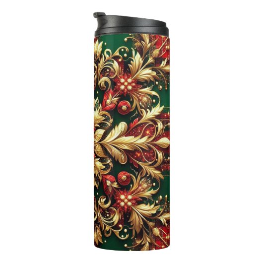 Bouteilles Isothermes Élégant rouge vert or Festive Plaid (Tourné sur la droite)