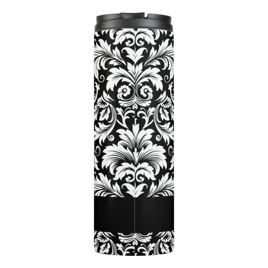 Bouteilles Isothermes Élégant script noir blanc Damas motif (Dos)