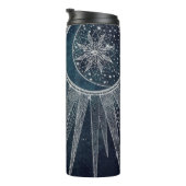 Bouteilles Isothermes Elégant Silver Sun Moon Doodle Mandala Blue Design (Tourné sur la droite)