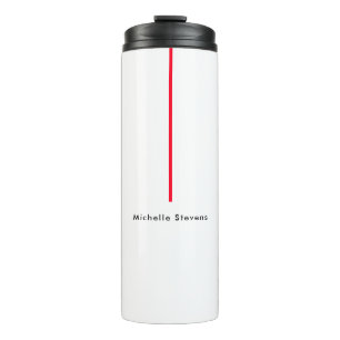 Bouteilles Isothermes Élégant Simple Noir & Blanc Rouge Minimaliste