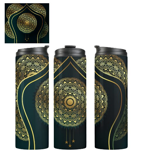 Bouteilles Isothermes Elégant Vert Faux Gold Mandala