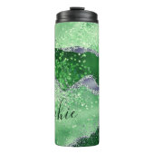 Bouteilles Isothermes Elégant vert & Faux Parties scintillant argent Aga (Devant)