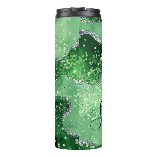 Bouteilles Isothermes Elégant vert & Faux Parties scintillant argent Aga (Dos)