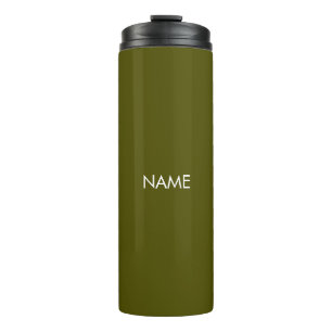 Bouteilles Isothermes Élégant vert olive nom personnalisé texte monogram