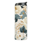 Bouteilles Isothermes Elégante aquarelle blanche et bleue Floral (Tourné sur la gauche)