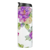 Bouteilles Isothermes Elégante couleur rose violet aquarelle florale (Tourné sur la droite)
