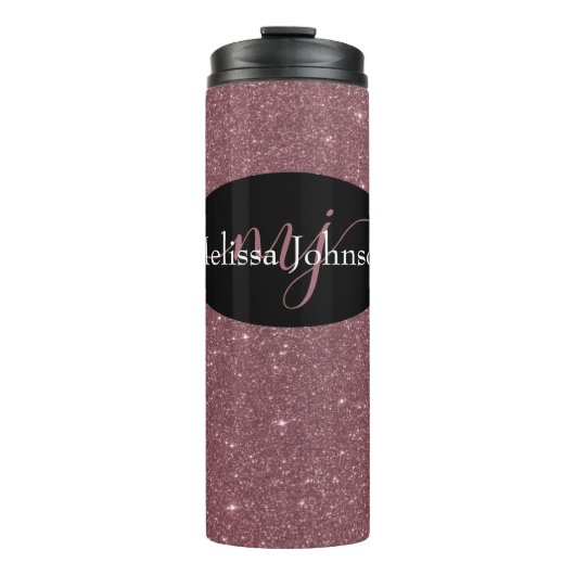 Bouteilles Isothermes Élégante lettrage Rose Gold sur Black Thermal Tu (Devant)