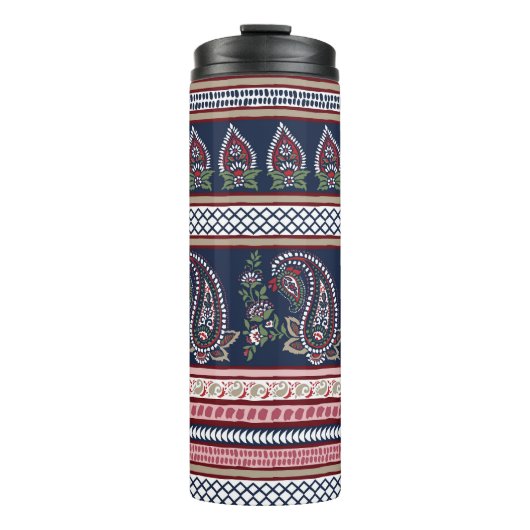 Bouteilles Isothermes Elégante Marine Paisley : Conception des frontière (Devant)