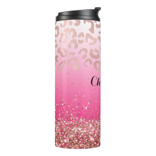 Bouteilles Isothermes Élégante Parties scintillant rose chaud Leopard Om (Tourné sur la gauche)