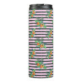 Bouteilles Isothermes Elégantes rayures florales - Fleur noire et rose (Dos)