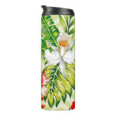 Bouteilles Isothermes Élégants Feuilles tropicaux et fleurs d'Hibiscus | (Tourné sur la droite)