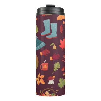 Bouteilles Isothermes Éléments d'automne, arrière - plan sombre, vintage