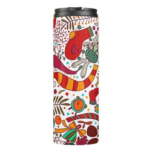 Bouteilles Isothermes Éléments de Noël festifs Design sans couture (Dos)