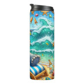 Bouteilles Isothermes Eléphant Se détendre sur une plage Vacances (Tourné sur la droite)