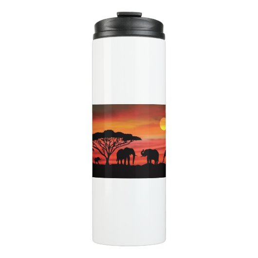 Bouteilles Isothermes Eléphants et couchers de soleil (Devant)