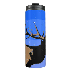 Bouteilles Isothermes Elk bouillonnant en hiver - Art original de la fau