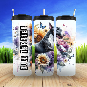 Bouteilles Isothermes Embrace florale de papillon Bull Terrier