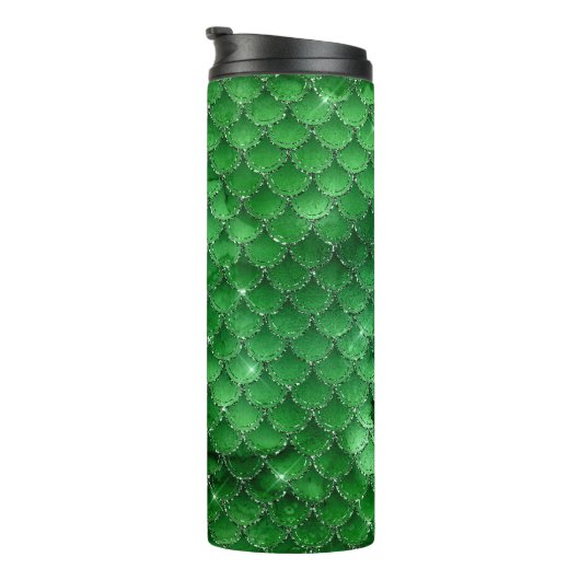 Bouteilles Isothermes Emerald Green Dragon Scale Motif (Tourné sur la droite)