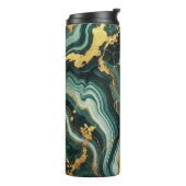 Bouteilles Isothermes Emerald Green & Gold Marble Look Mariage Glam (Tourné sur la gauche)