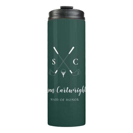 Bouteilles Isothermes Emerald Green Moderne Monogram Mariage de golf (Devant)