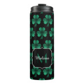 Bouteilles Isothermes Emerald Green Sparkle Shamrock noir Monogramme (Devant)