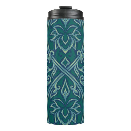 Bouteilles Isothermes Emerald Lotus Tapestry Motif - Le Lotus Blanc (Devant)