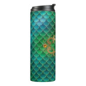 Bouteilles Isothermes Émeraude verte et dorée - Écailles de sirène (Tourné sur la gauche)