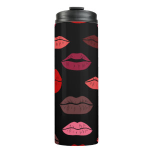 Bouteilles Isothermes Empreinte de lèvres, baisers rose rouge.