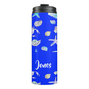 Bouteilles Isothermes Empreinte nautique de nom personnalisé en bleu