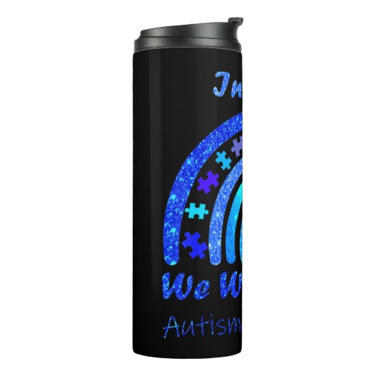 Bouteilles Isothermes En Avril Nous Portons Bleu Sensibilisation sur l'a (Tourné sur la gauche)