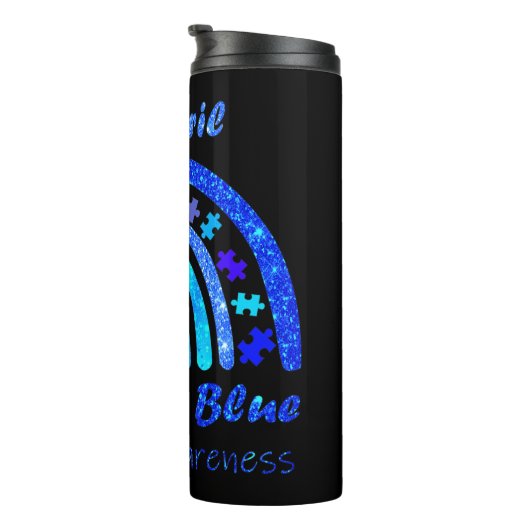 Bouteilles Isothermes En Avril Nous Portons Bleu Sensibilisation sur l'a (Tourné sur la droite)