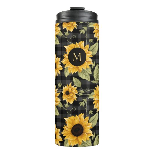 Bouteilles Isothermes en vichy Motif tournesol (Devant)