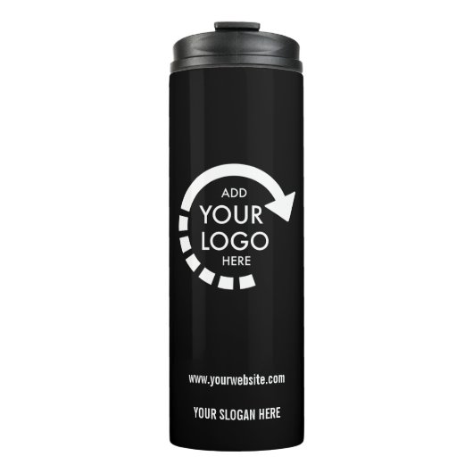 Bouteilles Isothermes Entreprise de logo personnalisé | Noir moderne (Devant)