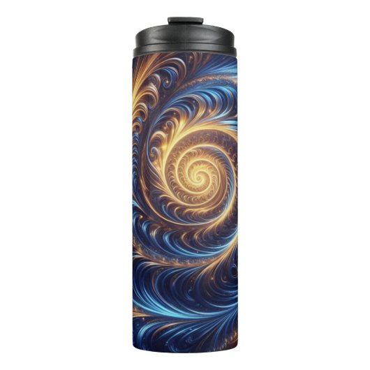 Bouteilles Isothermes Espace Abstrait moderne Royal Blue et Gold Swirls (Devant)