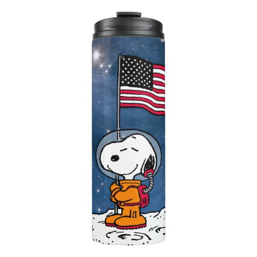 Bouteilles Isothermes ESPACE | Snoopy avec astronaute du drapeau (Devant)